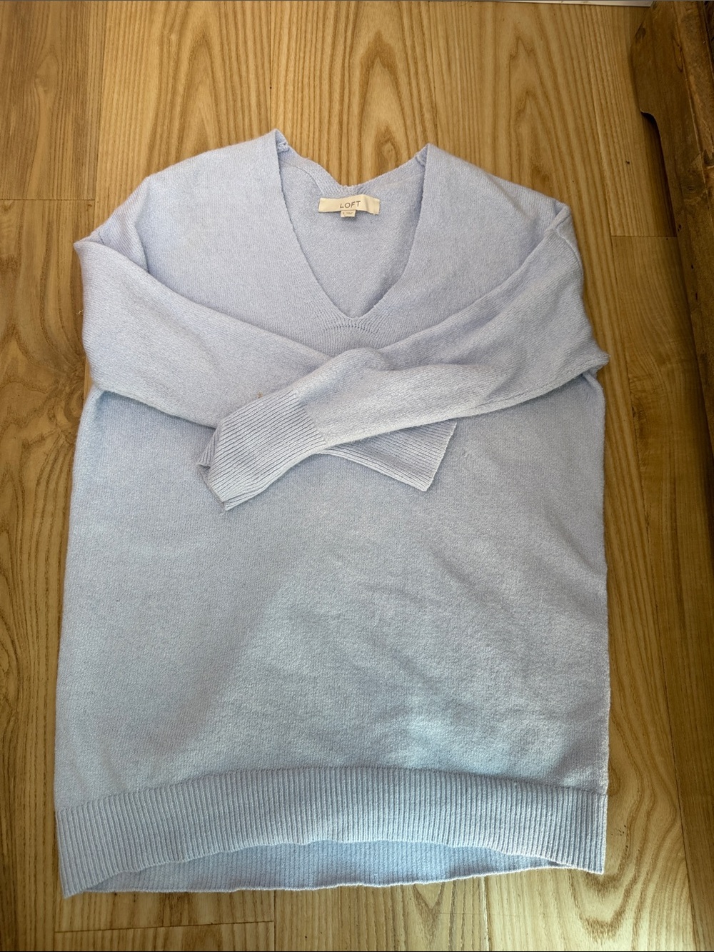 LOFT Pale Blue V-Neck Pullover Sweater